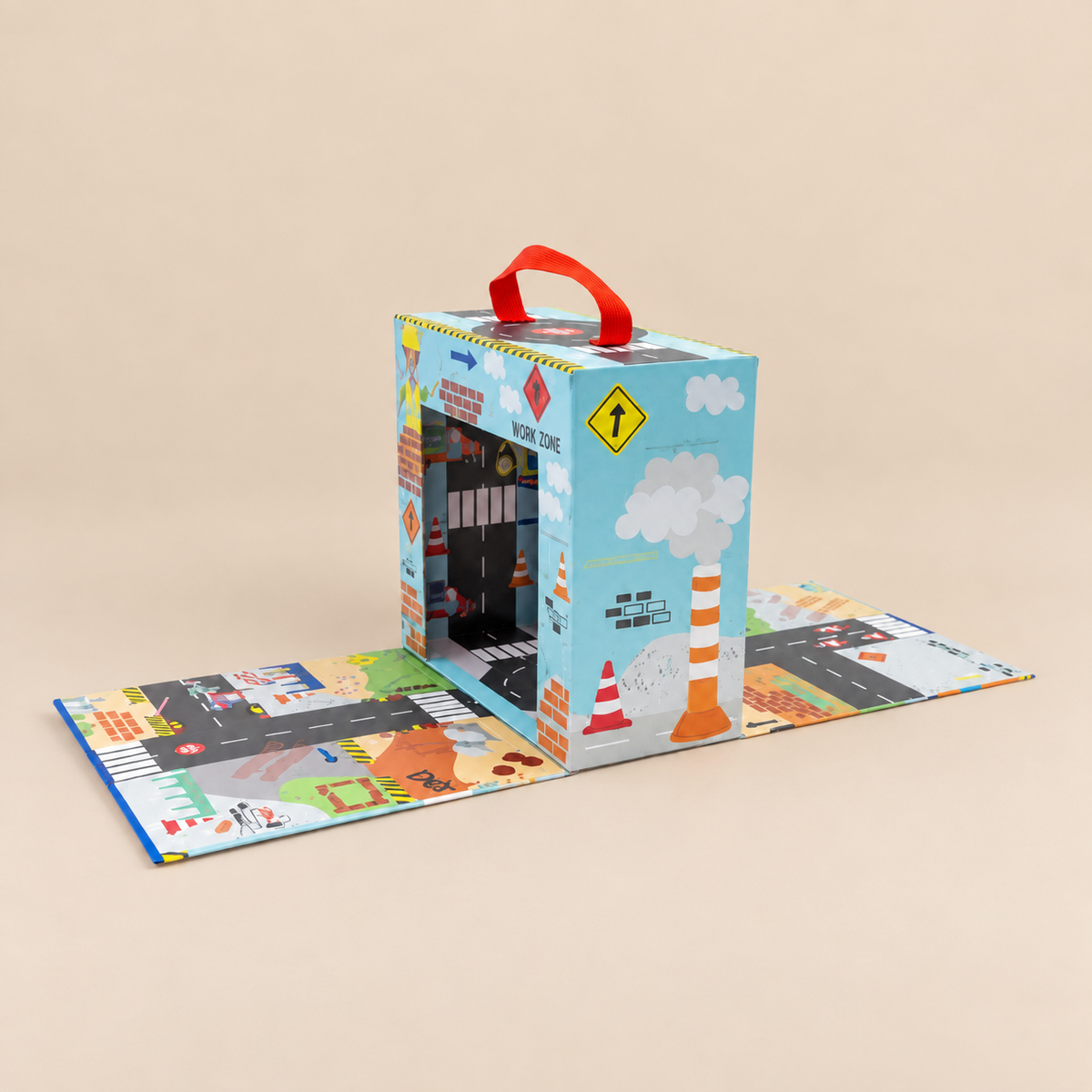 PORTABLE PLAYBOX | ‘CONSTRUCTION’ WITH 15 WOODEN PIECES | — BY FLOSS & ROCK®