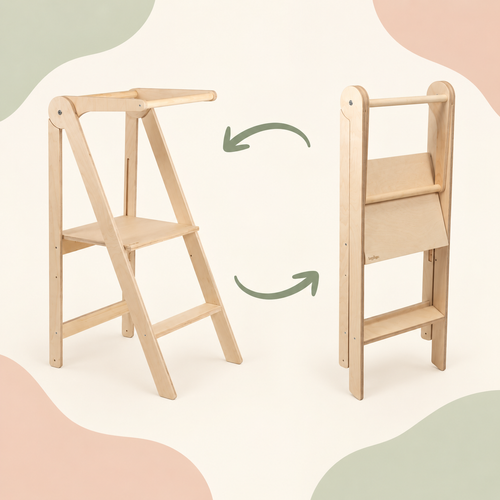 FOLDABLE LEARNING TOWER | WITH REMOVABLE RAIL | — BY LEG&GO®