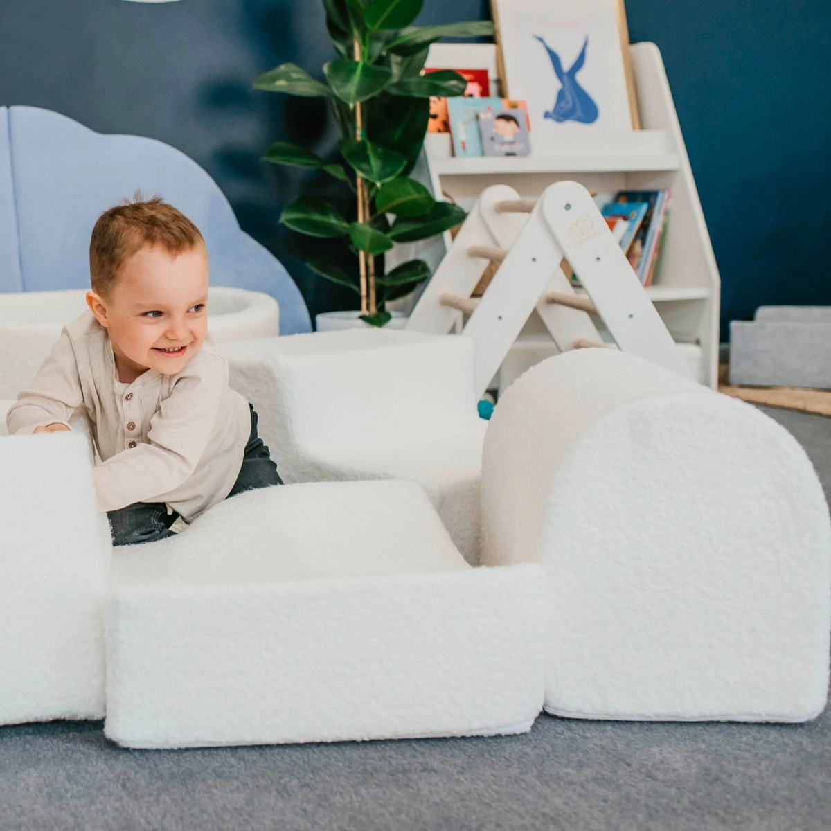 PLAYGROUND WITH LARGE BALL POOL | 4 ELEMENTS | SOFT BOUCLÉ | – BY MEOWBABY®