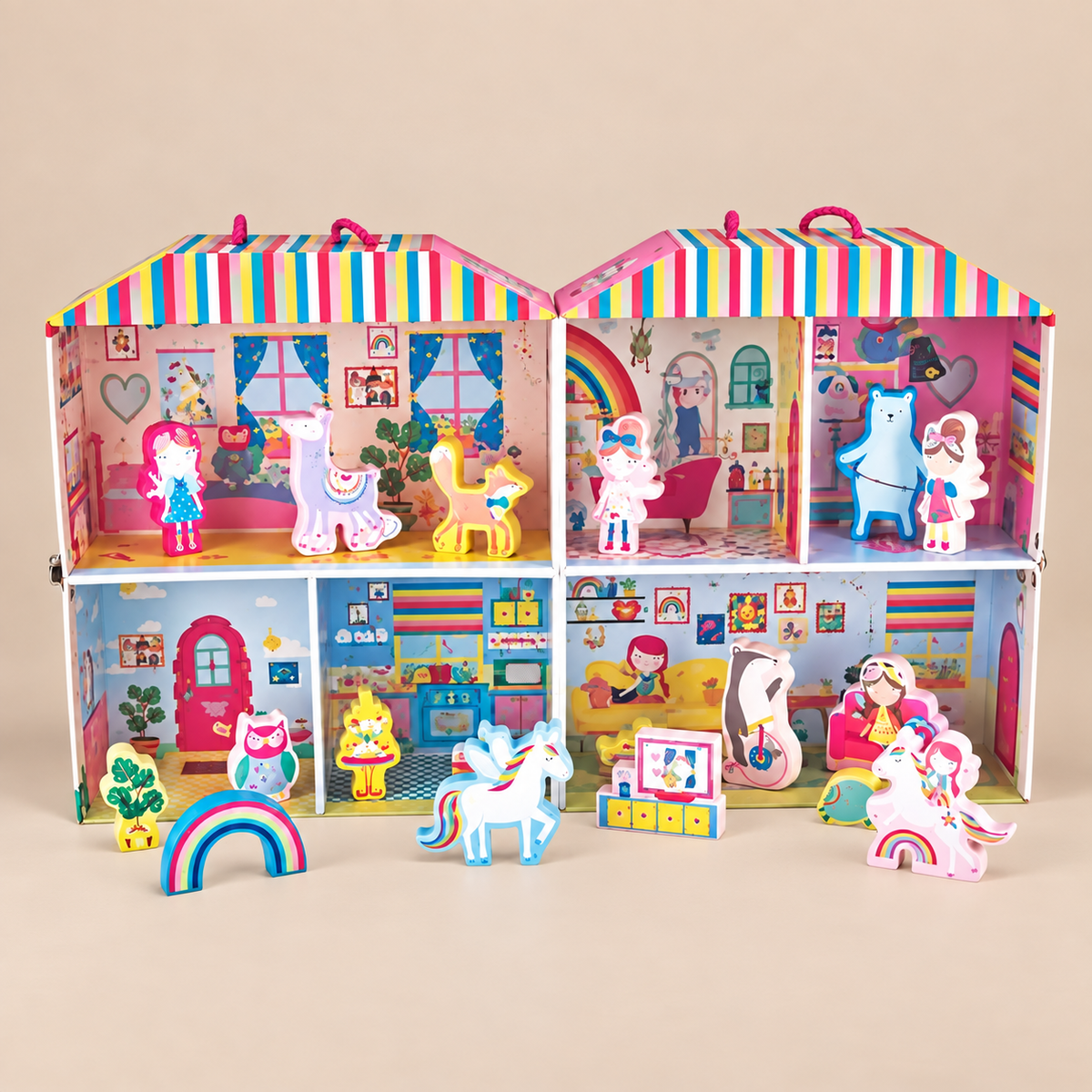 PORTABLE PLAYBOX | ‘RAINBOW FAIRY’ WITH 18 WOODEN PIECES | — BY FLOSS & ROCK®