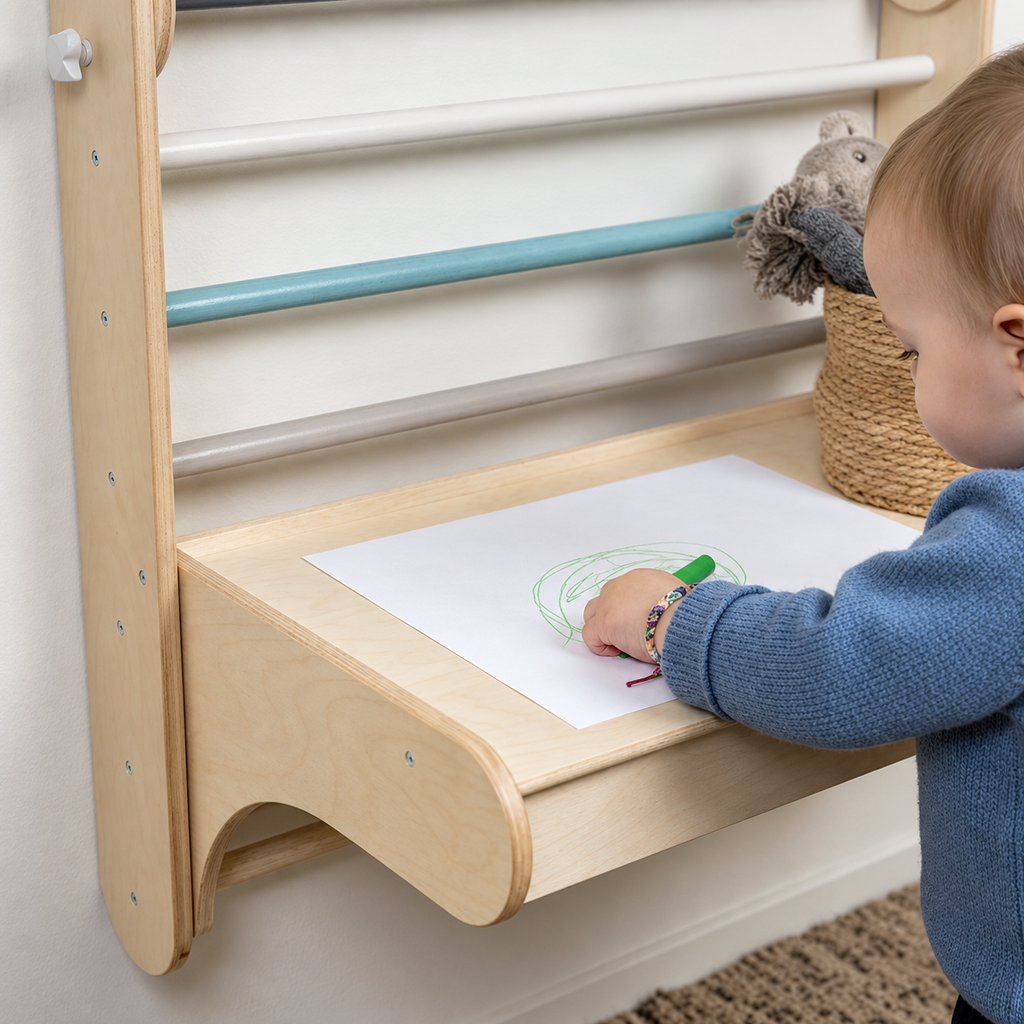 ‘ADD-ON’ : TABLE & CHAIR FOR ‘PIKLER’ WALL | WOOD |  — BY LEG&GO®’