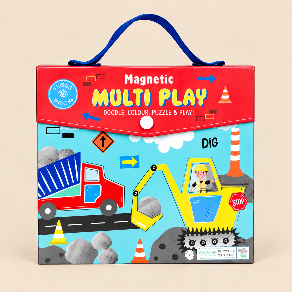 MAGNETIC MULTI PLAY | ‘CONSTRUCTION’ 4-IN-1 ACTIVITY SET | — BY FLOSS & ROCK®