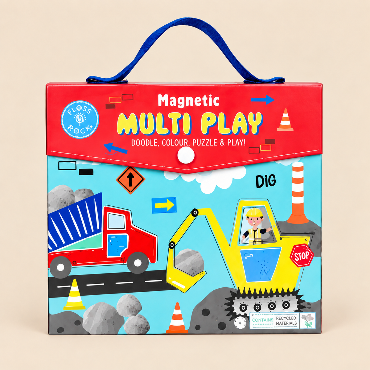 MAGNETIC MULTI PLAY | ‘CONSTRUCTION’ 4-IN-1 ACTIVITY SET | — BY FLOSS & ROCK®