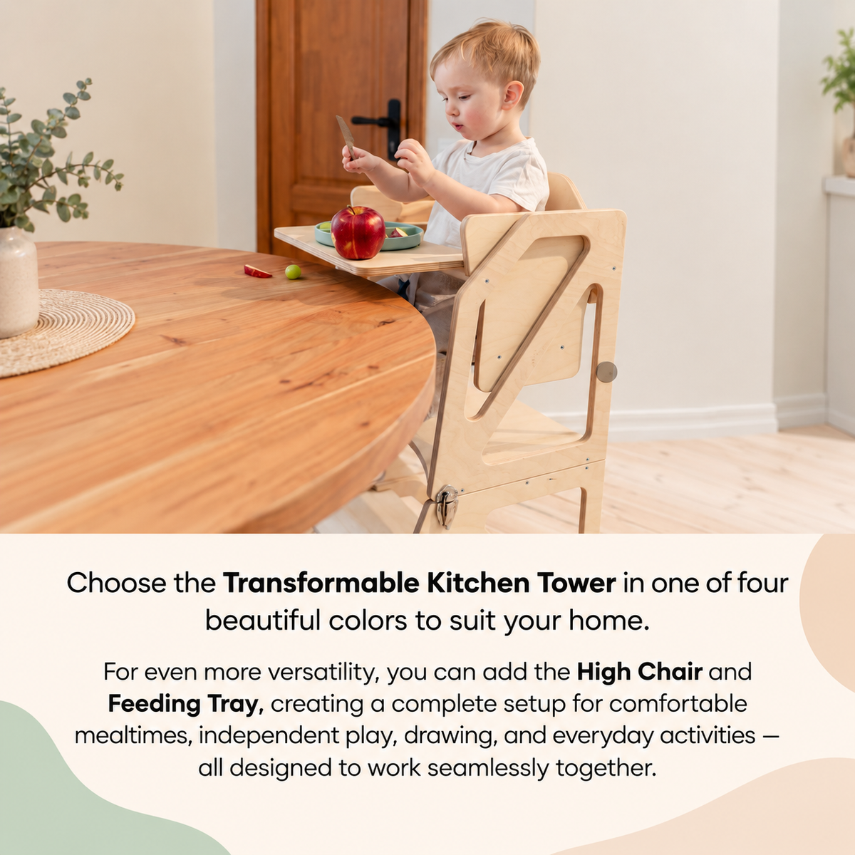 TRANSFORMABLE: HIGH CHAIR & LEARNING TOWER & CHAIR WITH TABLE | 3IN1 | MODUSTEP| — BY LEG&GO®