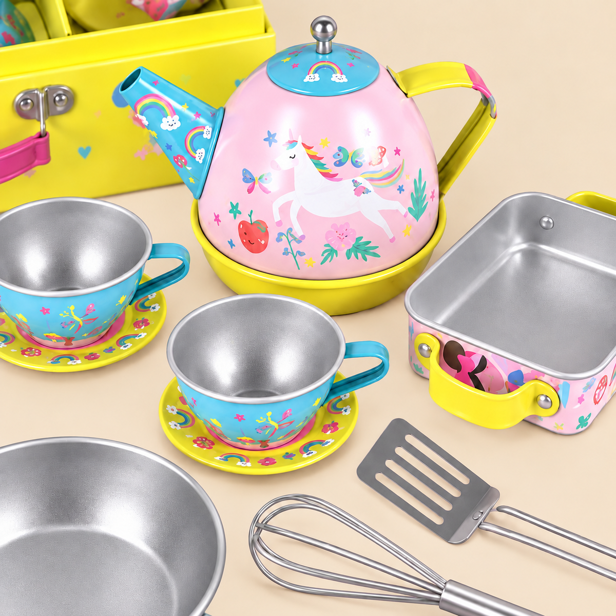 TIN KITCHEN SET | ‘RAINBOW FAIRY’ 12-PIECE PLAY SET | — BY FLOSS & ROCK®