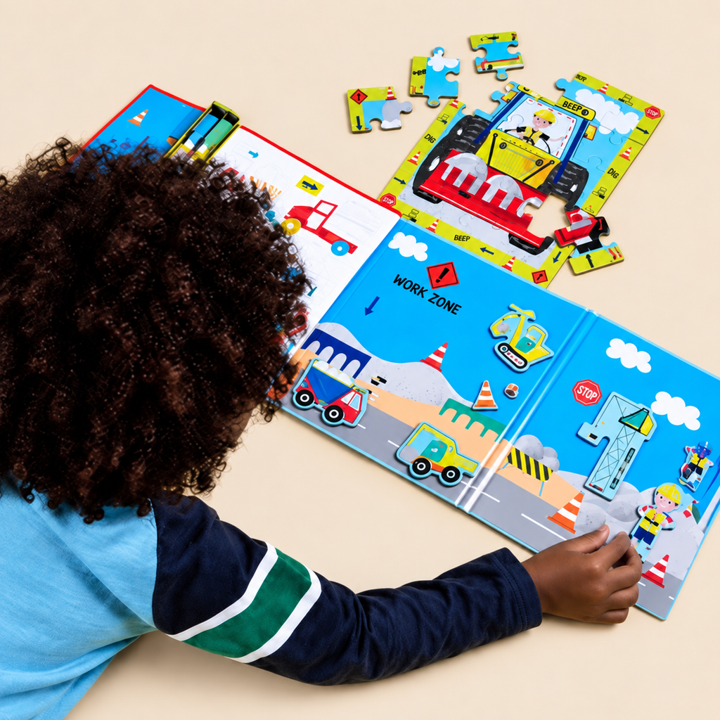 MAGNETIC MULTI PLAY | ‘CONSTRUCTION’ 4-IN-1 ACTIVITY SET | — BY FLOSS & ROCK®