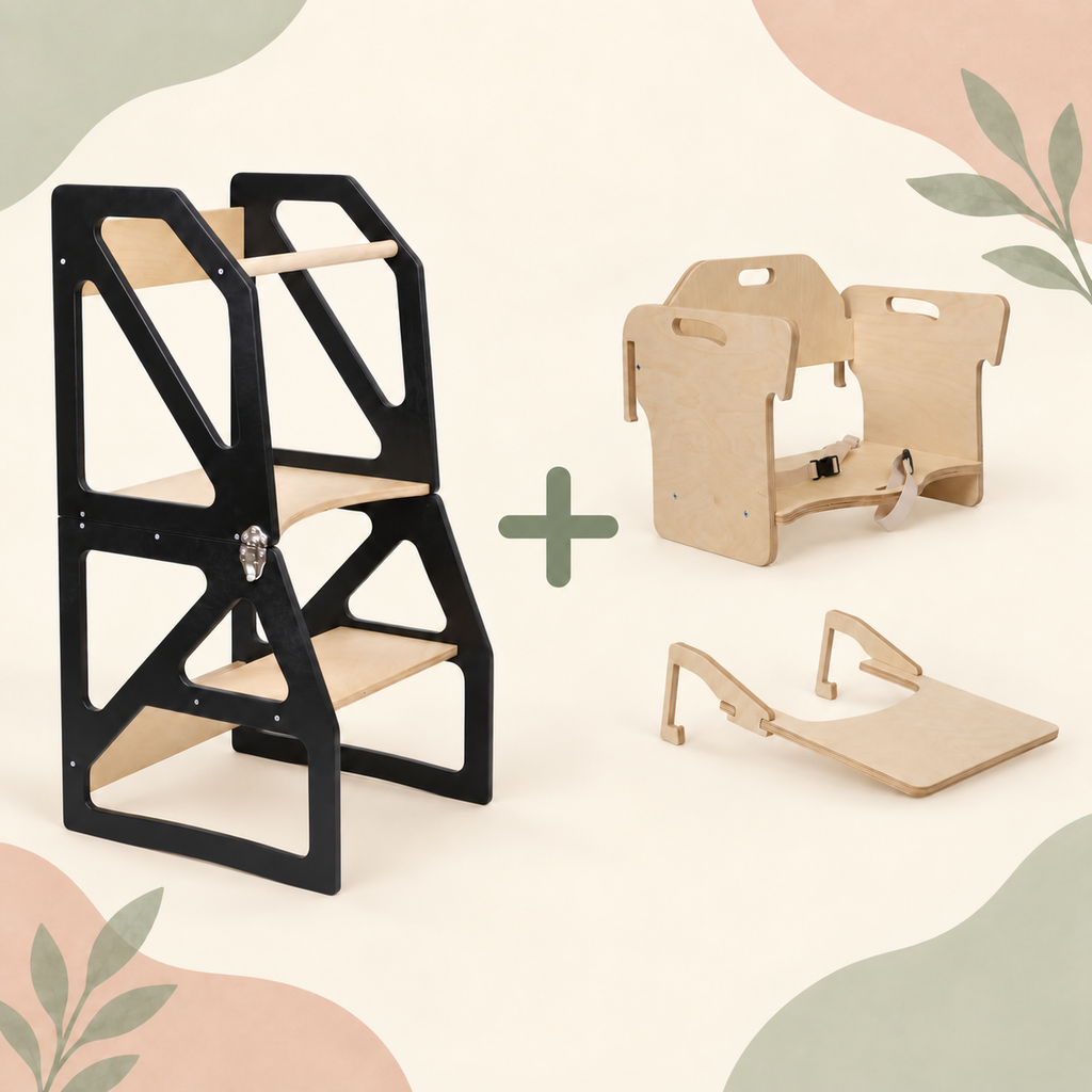 TRANSFORMABLE: HIGH CHAIR & LEARNING TOWER & CHAIR WITH TABLE | 3IN1 | MODUSTEP| — BY LEG&GO®
