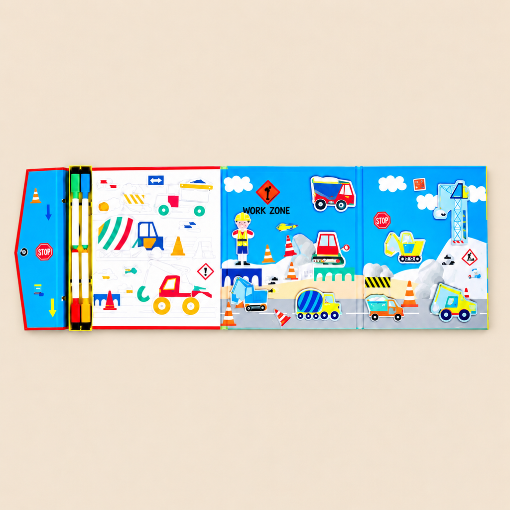 MAGNETIC MULTI PLAY | ‘CONSTRUCTION’ 4-IN-1 ACTIVITY SET | — BY FLOSS & ROCK®