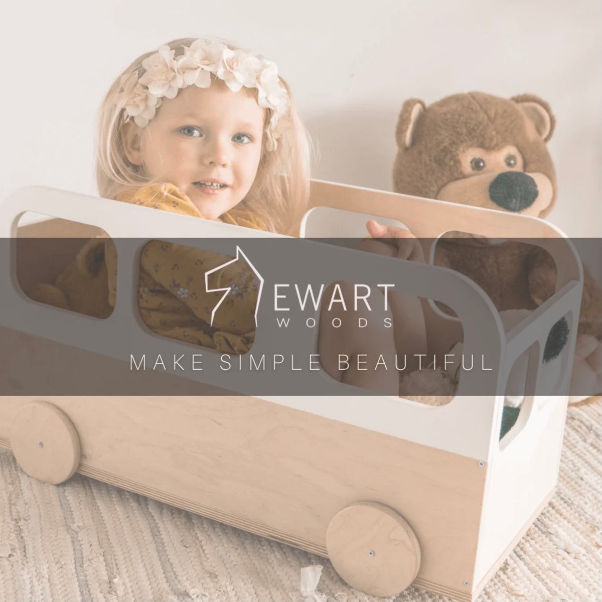 BUS-SHAPED WOODEN TOY STORAGE BOX | — BY EWART WOODS®
