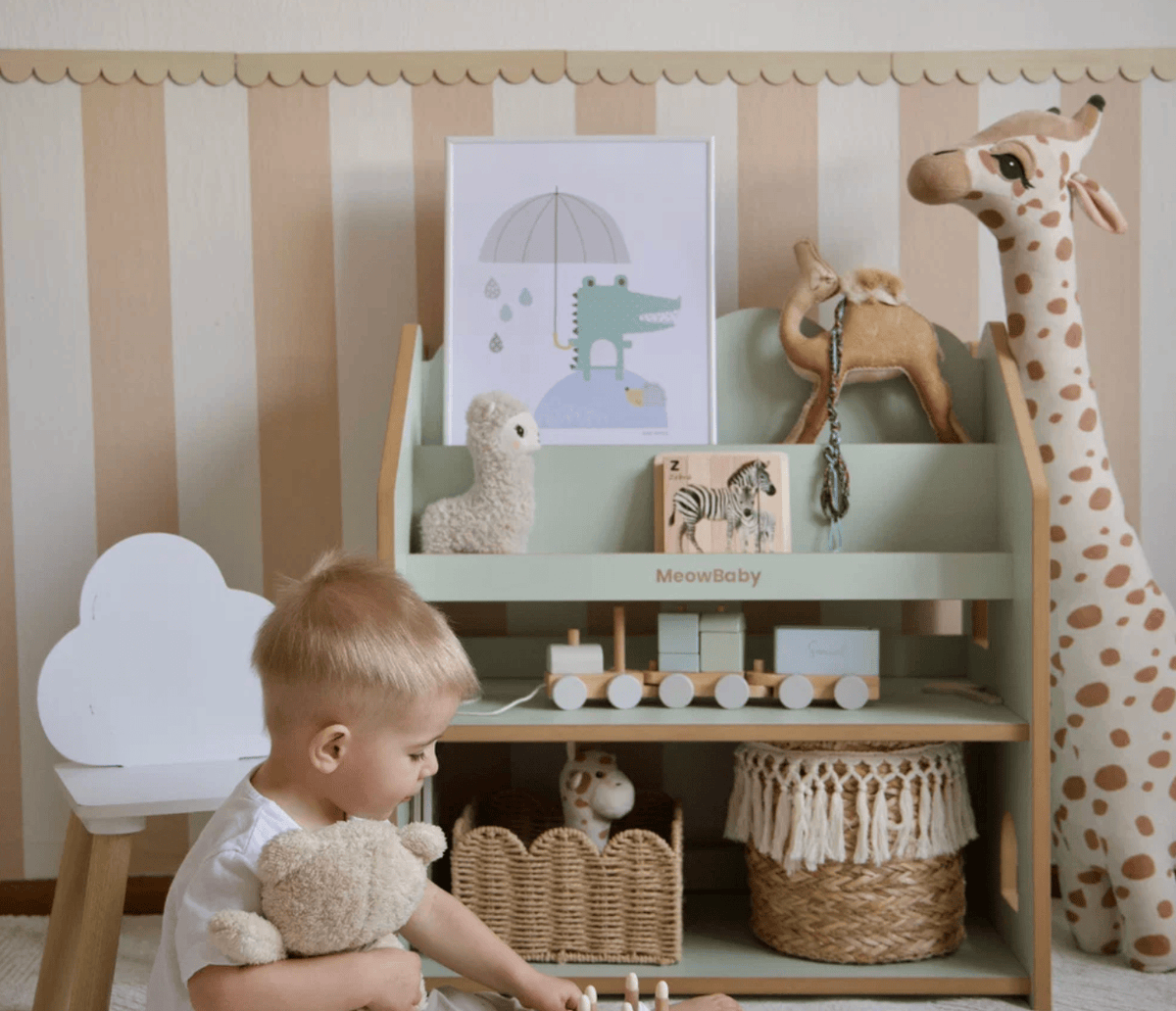MONTESSORI BOOKSHELF | CLOUD & HOUSE SHAPED | – BY MEOWBABY®