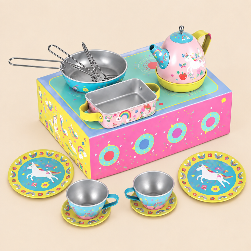 TIN KITCHEN SET | ‘RAINBOW FAIRY’ 12-PIECE PLAY SET | — BY FLOSS & ROCK®