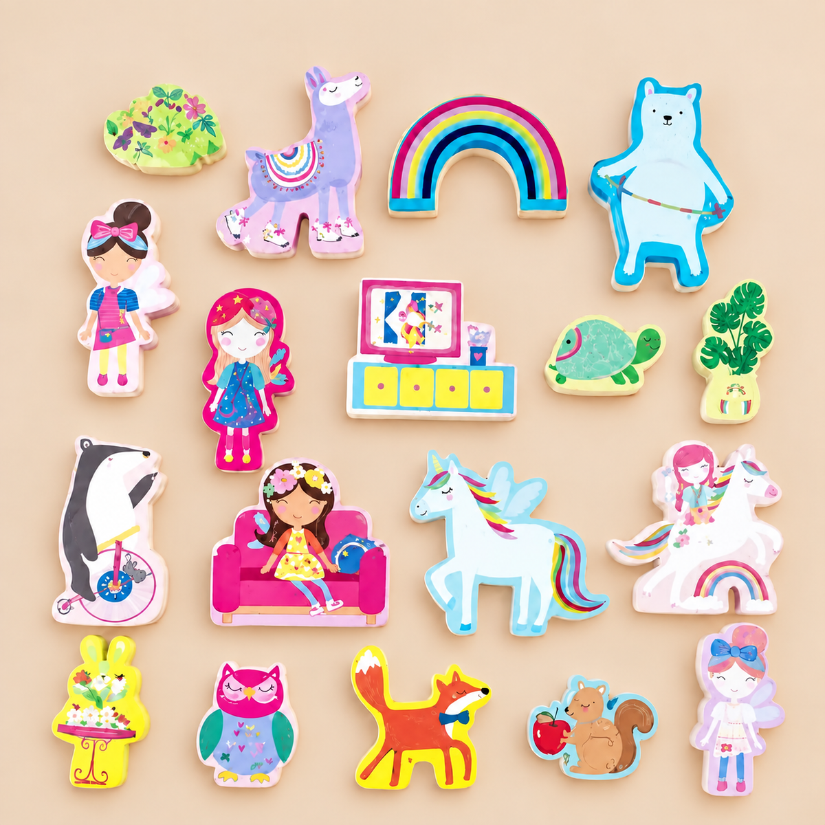 PORTABLE PLAYBOX | ‘RAINBOW FAIRY’ WITH 18 WOODEN PIECES | — BY FLOSS & ROCK®