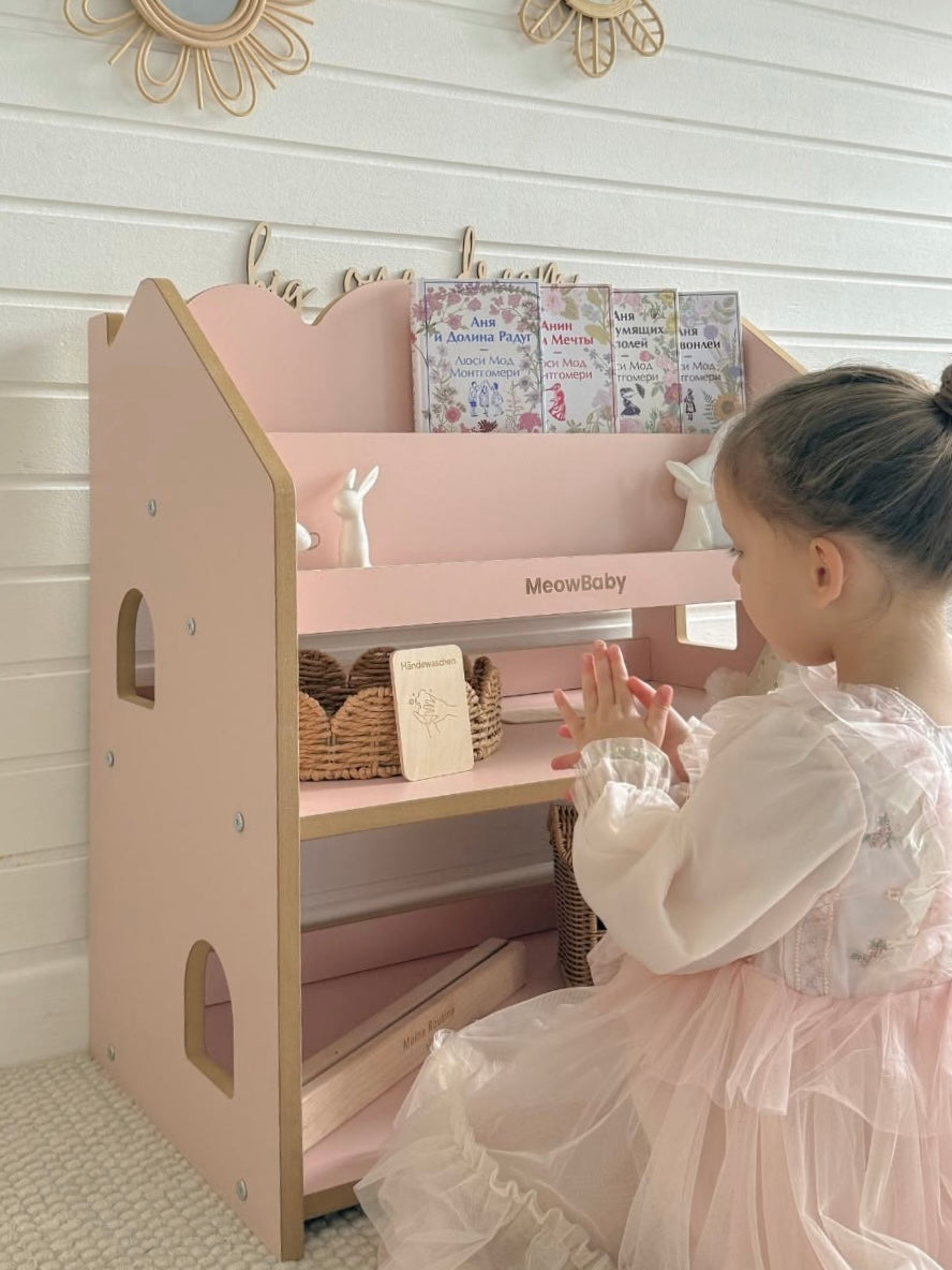 MONTESSORI BOOKSHELF | CLOUD & HOUSE SHAPED | – BY MEOWBABY®
