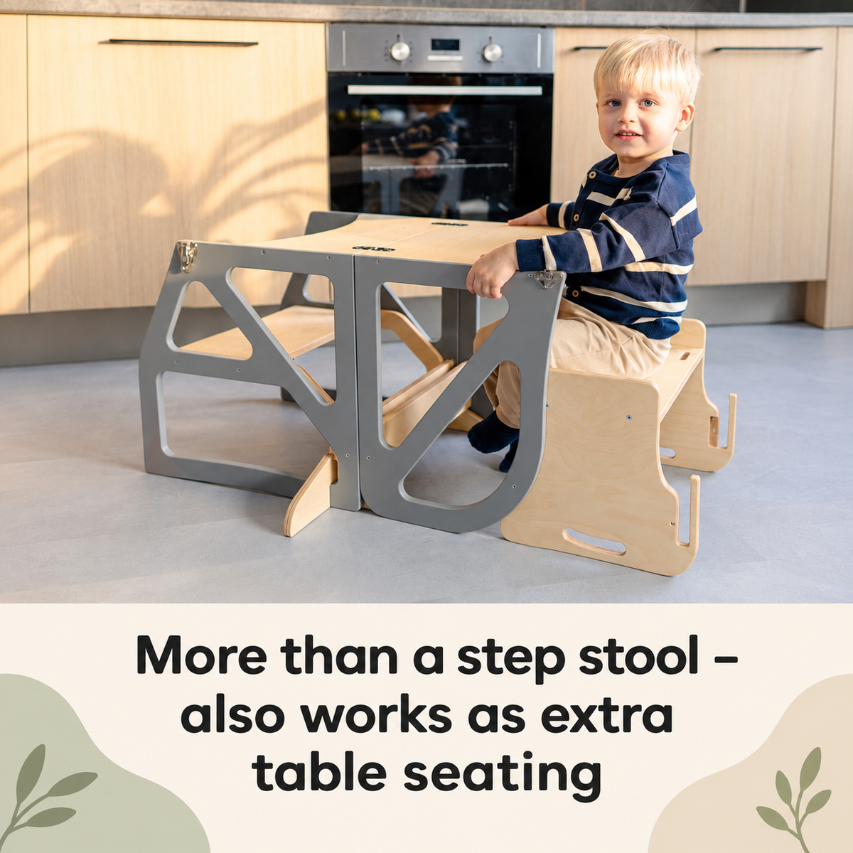 TRANSFORMABLE: HIGH CHAIR & LEARNING TOWER & CHAIR WITH TABLE | 3IN1 | MODUSTEP| — BY LEG&GO®