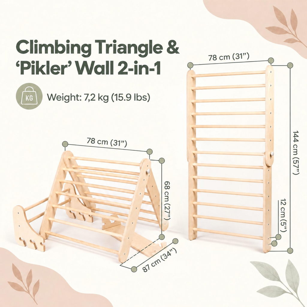 ‘ADD-ON’ : TABLE & CHAIR FOR ‘PIKLER’ WALL | WOOD |  — BY LEG&GO®’