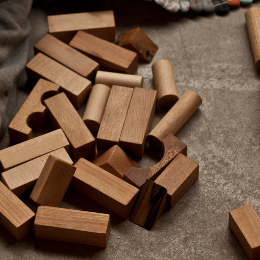 WOODEN BLOCKS IN TRAY XL | RAINBOW | 63 PIECES | — BY WOODEN STORY®