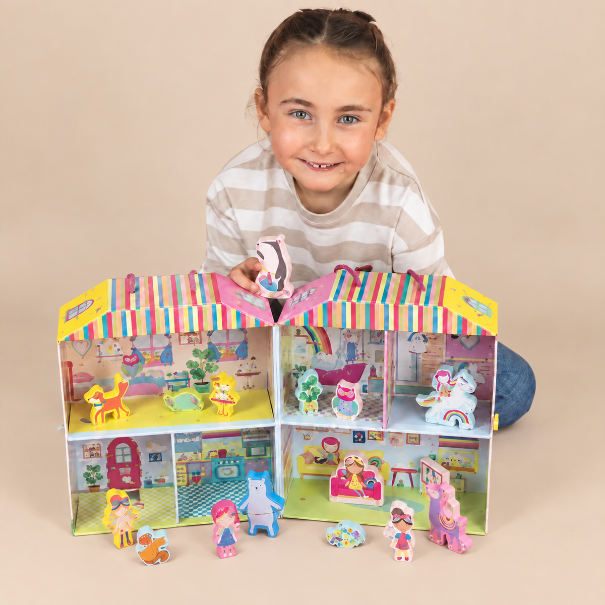 PORTABLE PLAYBOX | ‘RAINBOW FAIRY’ WITH 18 WOODEN PIECES | — BY FLOSS & ROCK®