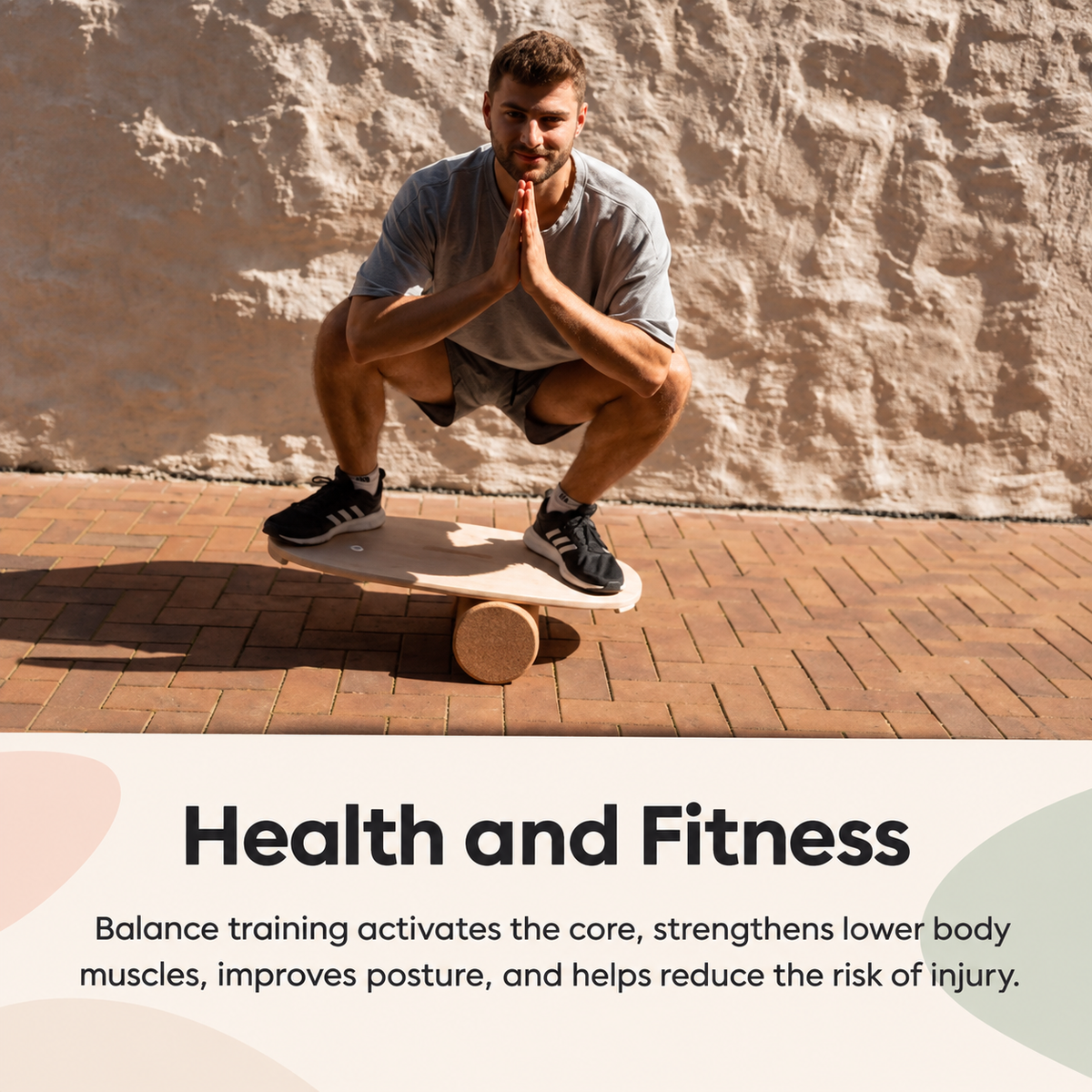 OVAL BALANCE BOARD | WITH CORK ROLLER | — BY LEG&GO®