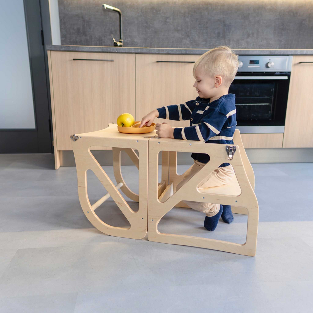 TRANSFORMABLE: LEARNING TOWER & CHAIR WITH TABLE | 2-IN-1 | MODUSTEP |— BY LEG&GO®