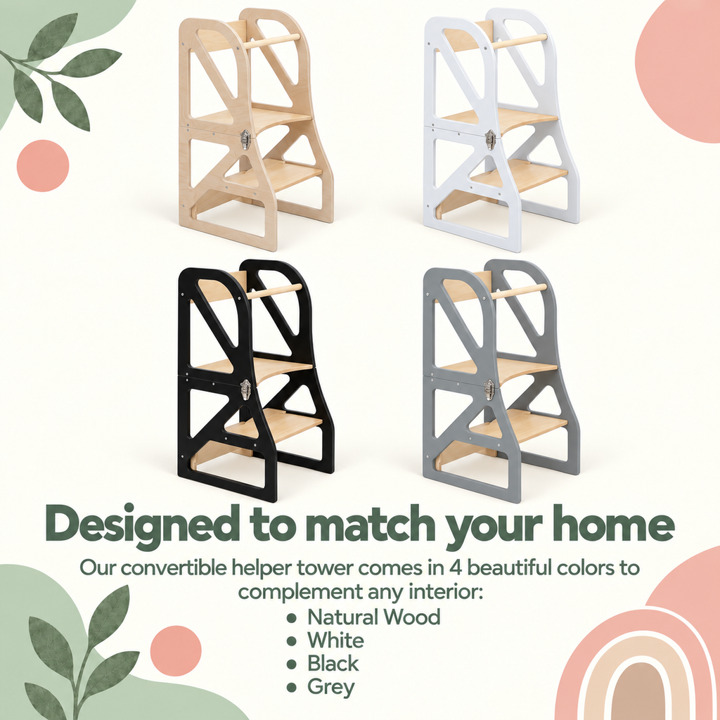 TRANSFORMABLE: LEARNING TOWER & CHAIR WITH TABLE | 2-IN-1 | MODUSTEP |— BY LEG&GO®