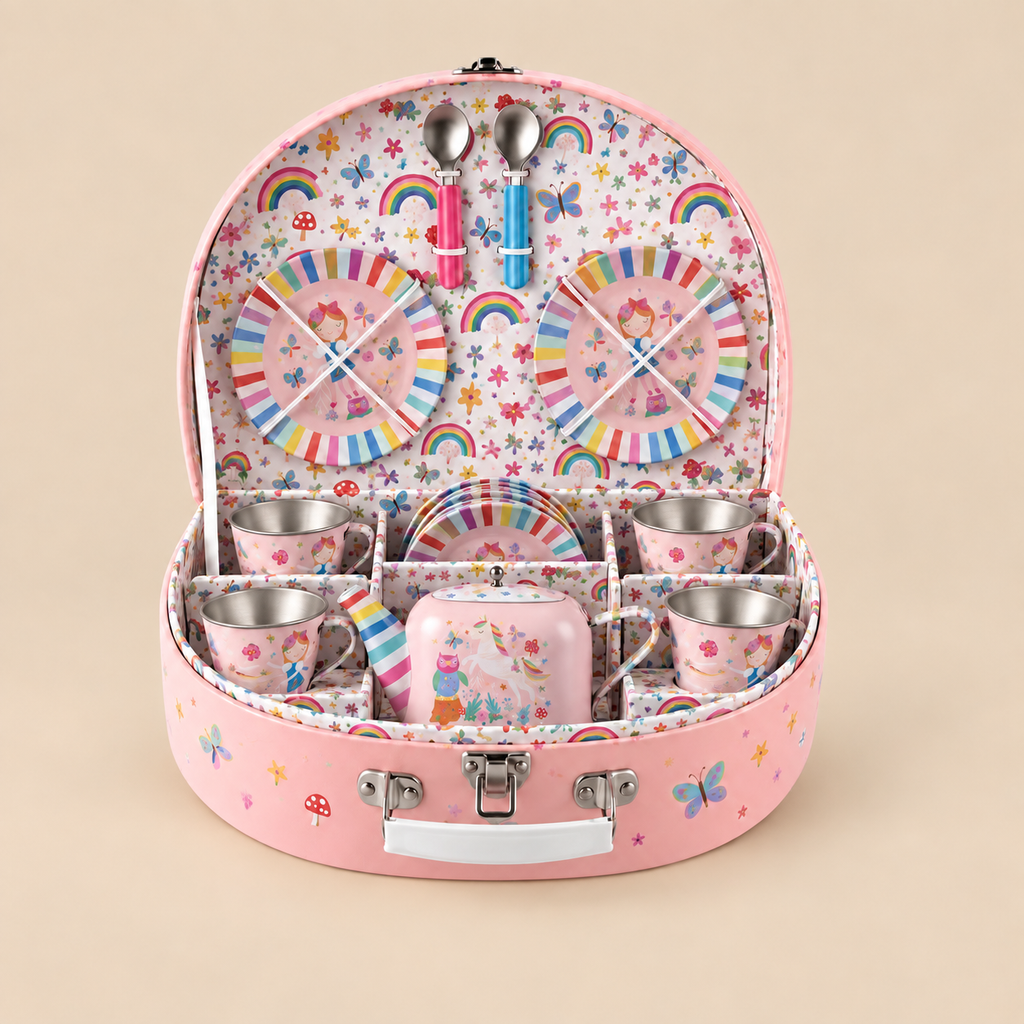 TIN TEA SET | ‘RAINBOW FAIRY’ 10-PIECE PLAY SET | — BY FLOSS & ROCK®