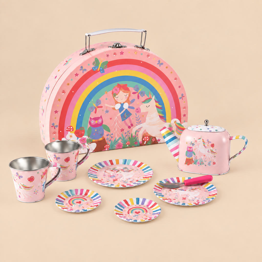 TIN TEA SET | ‘RAINBOW FAIRY’ 10-PIECE PLAY SET | — BY FLOSS & ROCK®