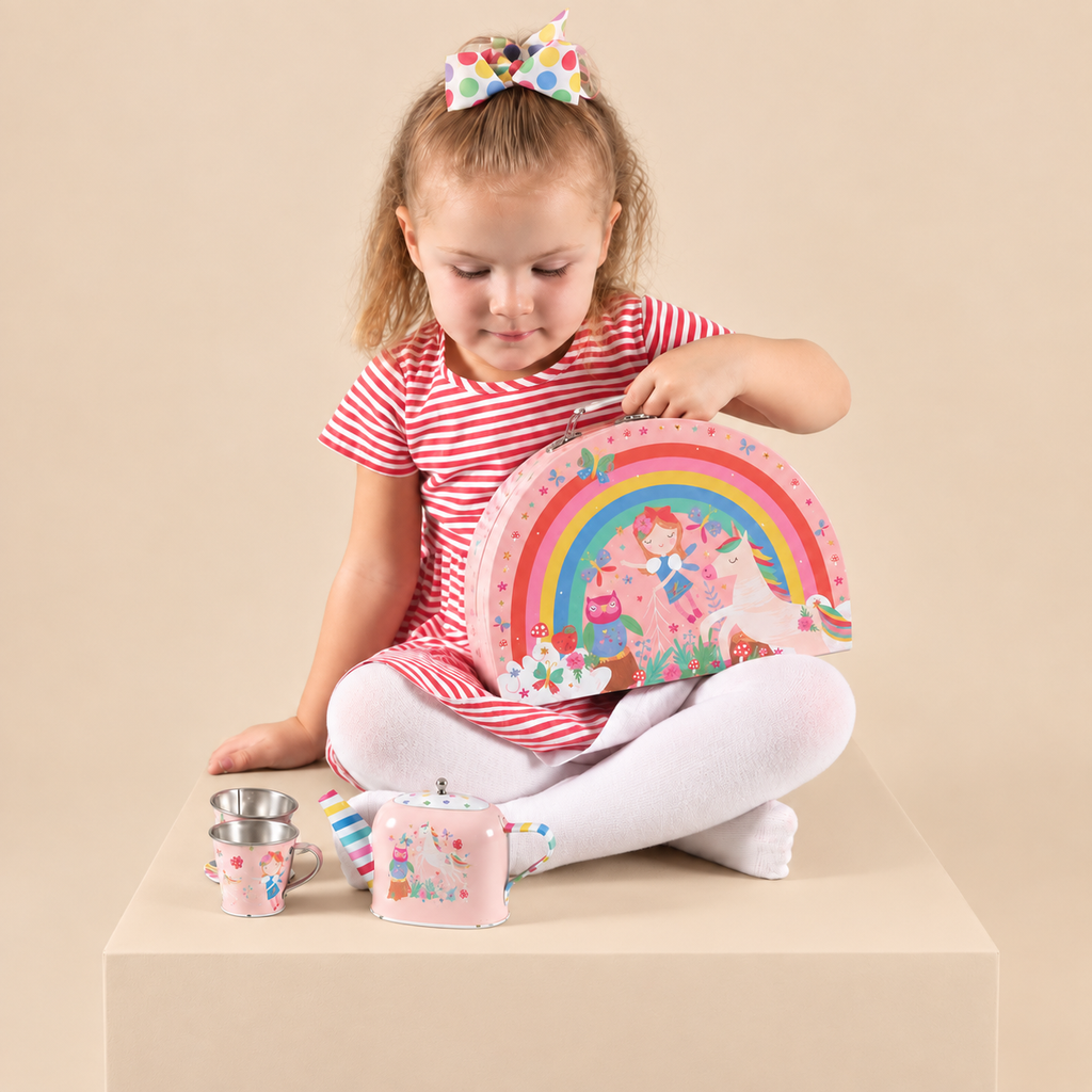 TIN TEA SET | ‘RAINBOW FAIRY’ 10-PIECE PLAY SET | — BY FLOSS & ROCK®