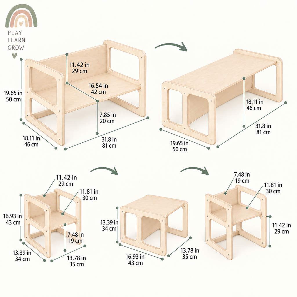WEANING TABLE AND CHAIR SET | 2 CHAIRS | — BY MONTESSORI HOUSE BED®