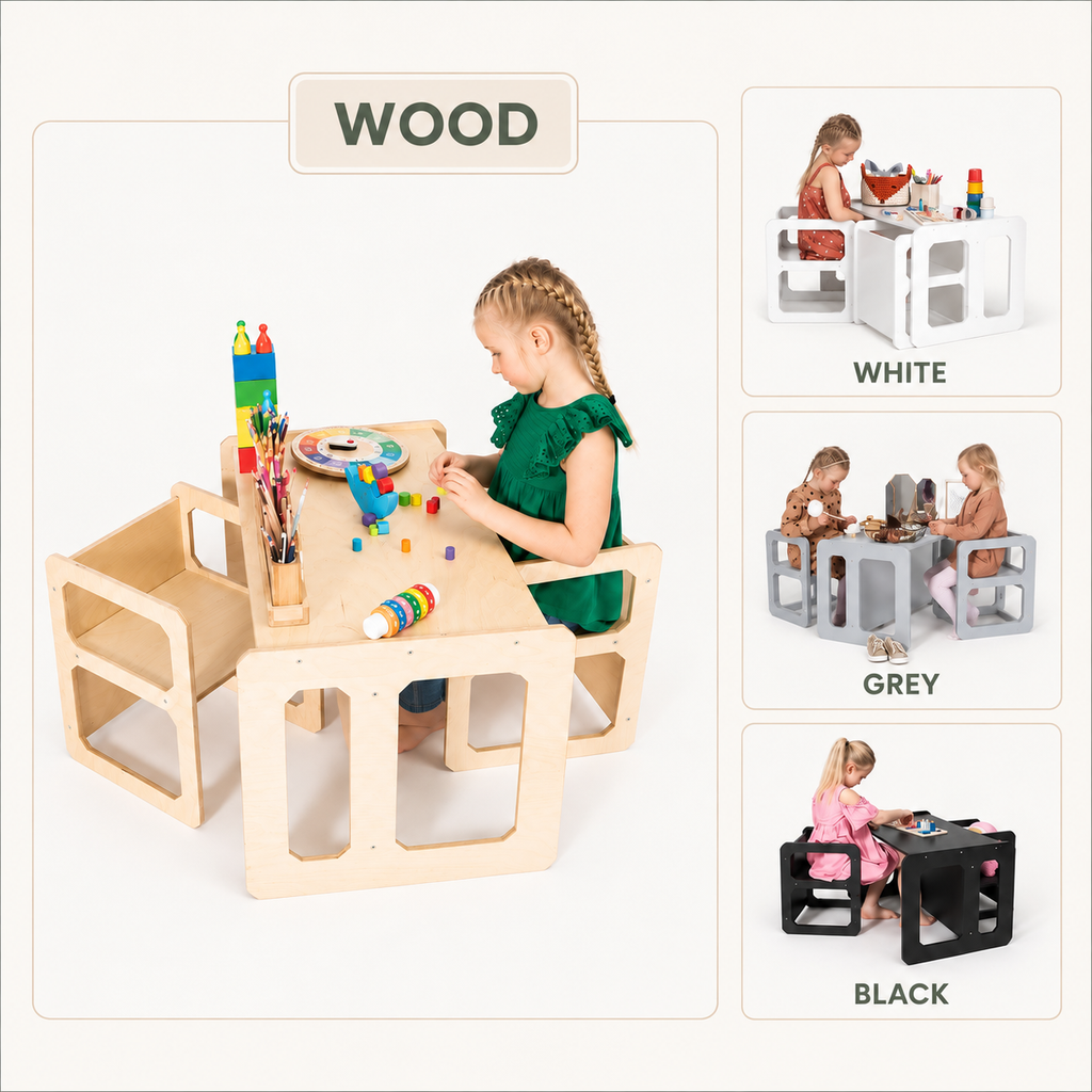 WEANING TABLE AND CHAIR SET | 2 CHAIRS | — BY MONTESSORI HOUSE BED®