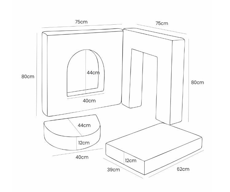 Aesthetic Soft Play Set for Toddlers, 4 Elements - Ecru