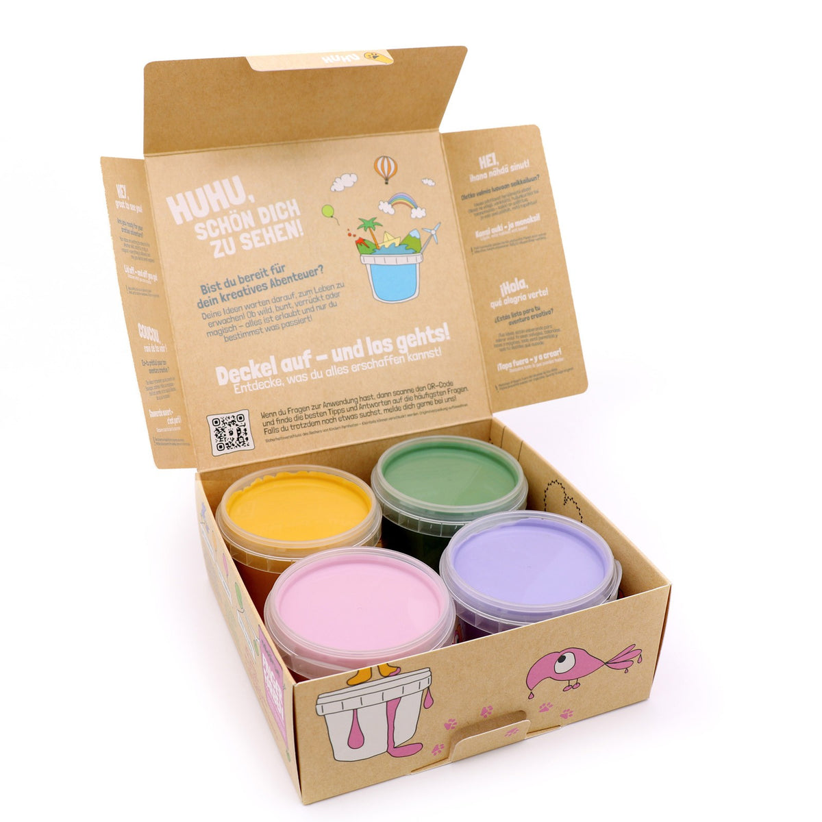 Neogrün Organic Finger Paint Set 4x120g – Yellow, Green, Pink, Violet