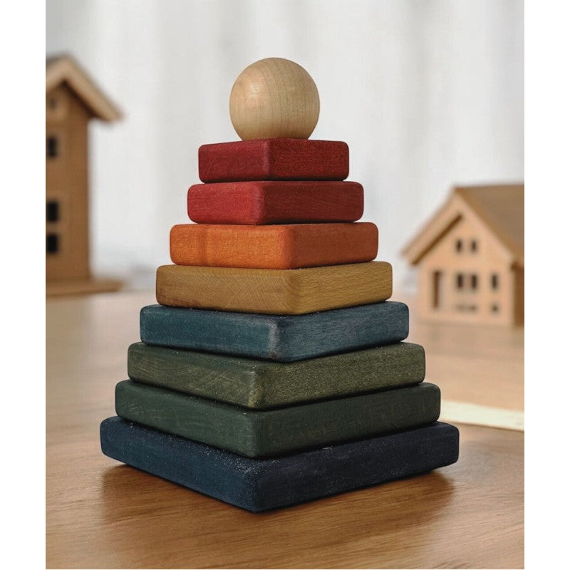 Wooden Square Pyramid - Colorful